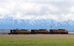 "Elephant Style"  UP 6600, 6557, 6242 (all AC4400CWs) lead a southbound manifest at Cache Junction, Utah. April 15, 2022
